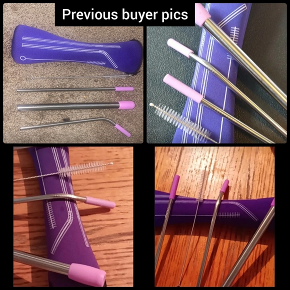 5/25 5 PC Stainless Steel Straw set, Reusable Metal Straws With Silicone Tips - Picture 7 of 8